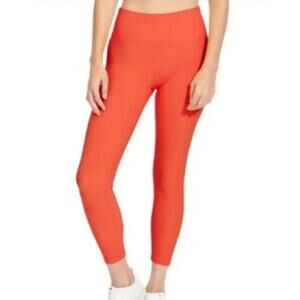 Sage Collective High Rise Orange Ribbed Knit Activewear Leggings Women Sz L